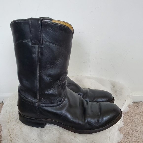 Justin Boots Other - Vintage Justin Black Leather Low Cowboy Boots 10